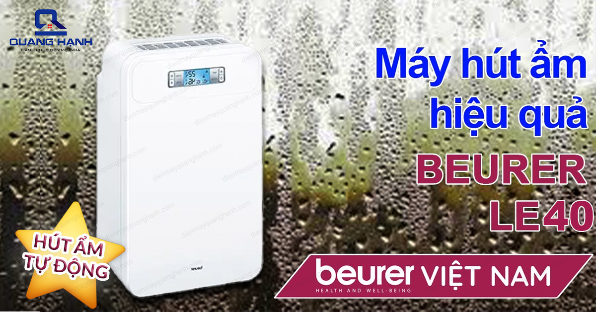Máy hút ẩm Beurer LE 40 thương hiệu số 1 Châu Âu được trang bị công nghệ hút ẩm và làm sạch không khí tự động