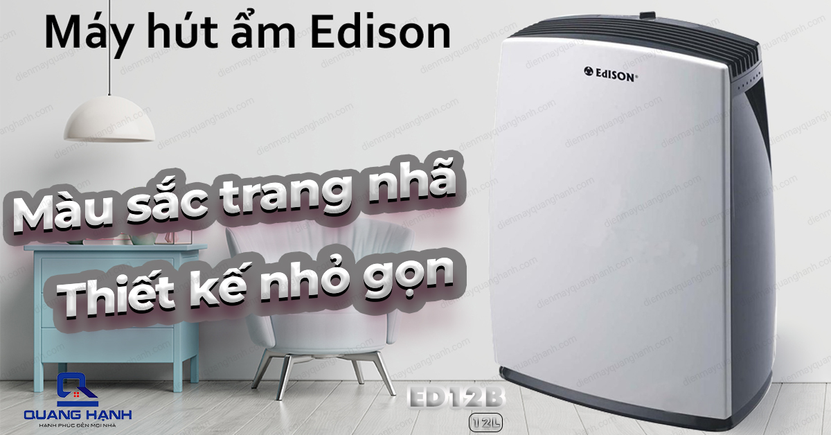 Máy hút ẩm Edison ED12B có thiết kế nhỏ gọn, tinh tế và hiện đại.
