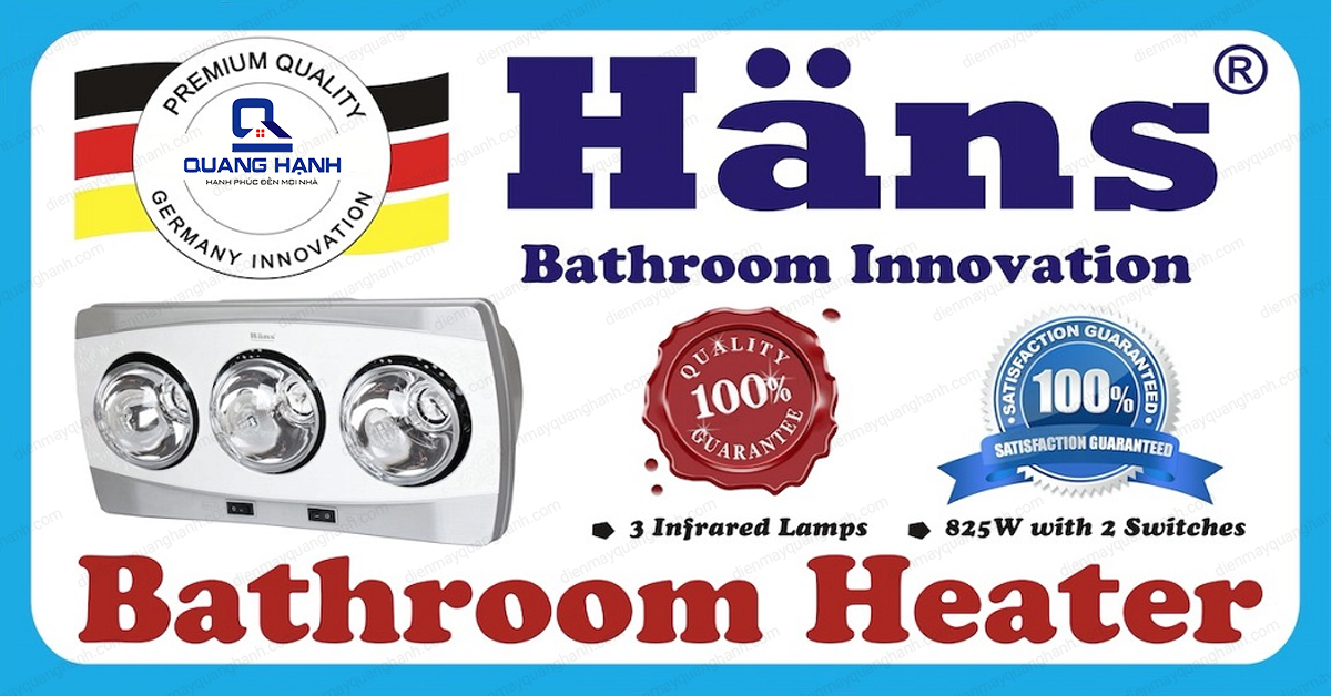 Đèn sưởi nhà tắm Hans 3 bóng H3B