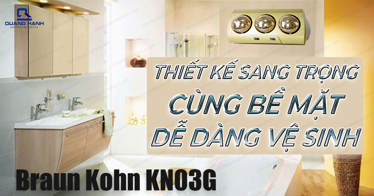 Đèn sưởi nhà tắm Kohn KN03G 825W có thiết kế sang trọng cùng bề mặt dễ dàng vệ sinh.