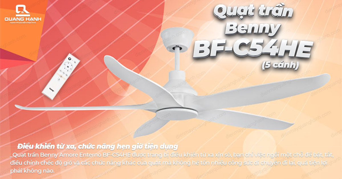 Quạt trần Benny BF-C54HE 5 cánh- Made in Thailand