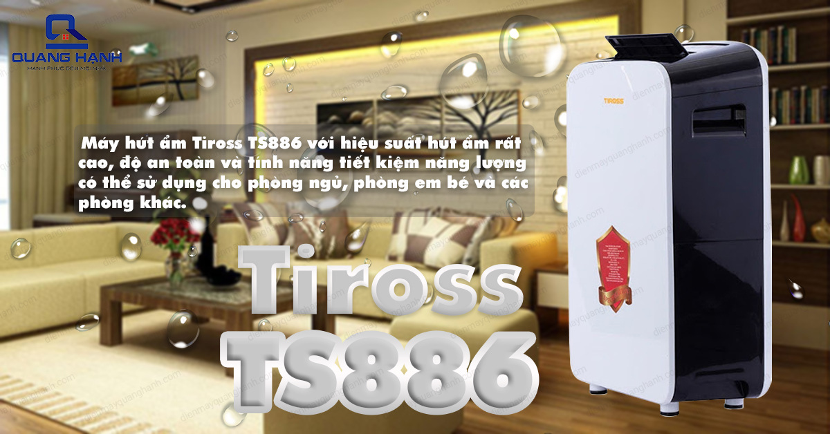 Máy hút ẩm Tiross TS886 được trang bị tính năng tiết kiệm điện rất phù hợp với sinh hoạt trong gia đình