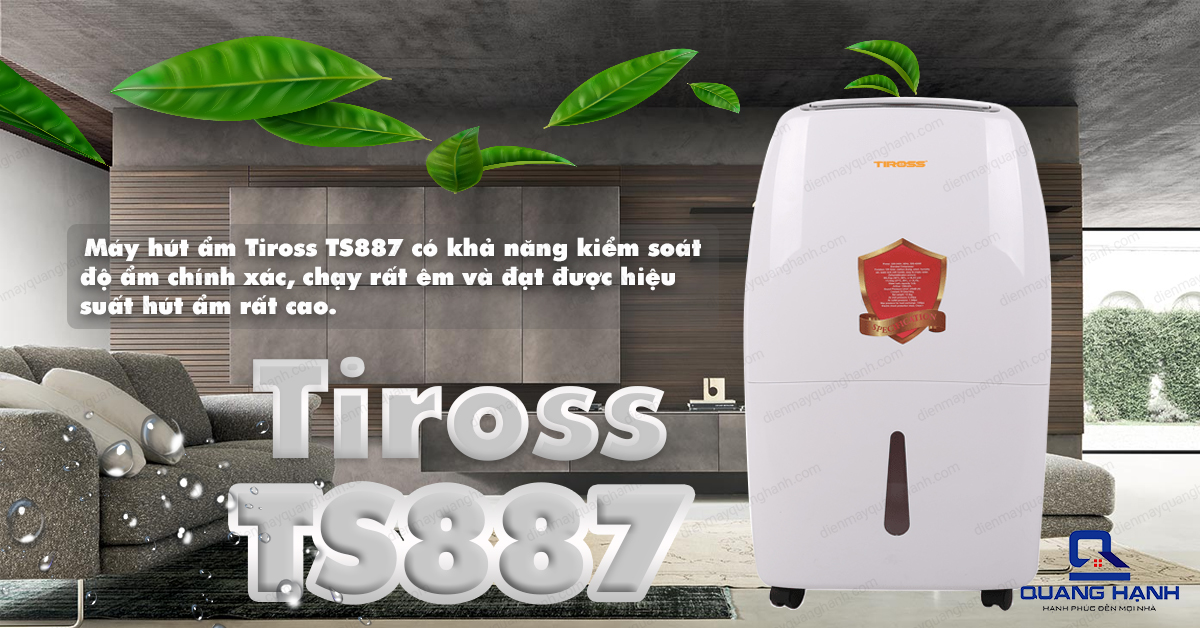 Máy hút ẩm Tiross TS887 được trang bị khả năng kiểm soát độ ẩm chính xác cũng như hoạt động vô cùng êm ái.