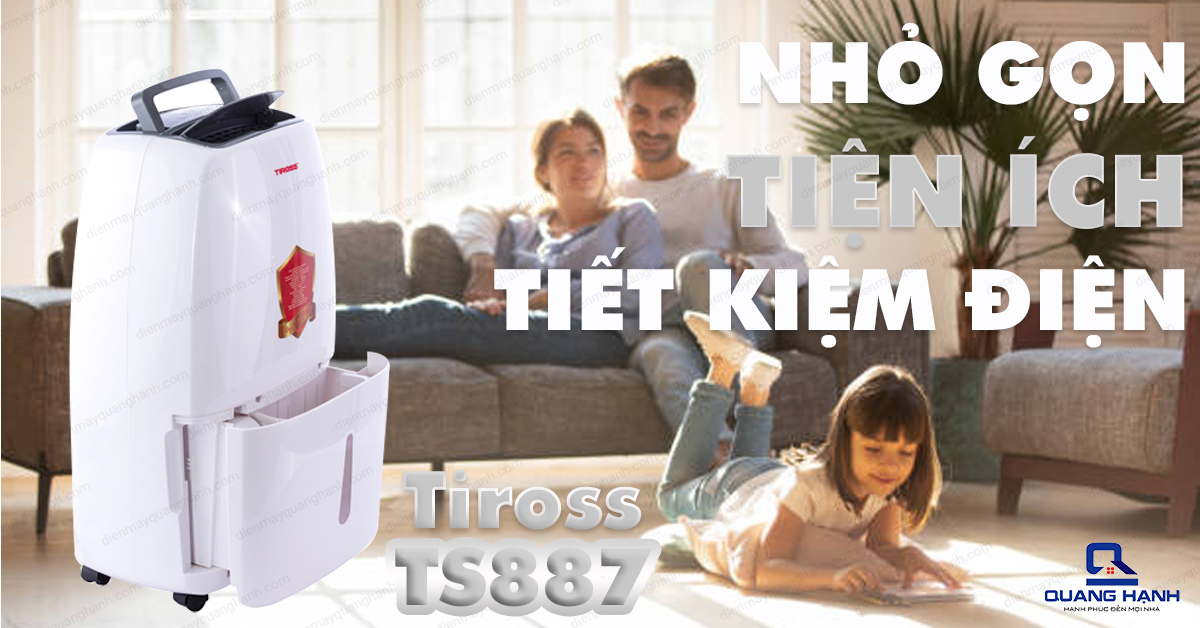 Máy hút ẩm Tiross TS887 có thiết kế nhỏ gọn, tiện ích và vô cùng tiết kiệm điện nhờ các trang bị công nghe hiện đại