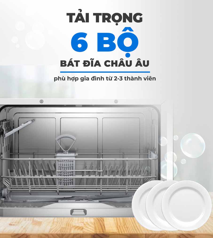 Máy rửa bát 6 bộ là gì? Điểm danh mẫu máy rửa bát 6 bộ bền đẹp 9