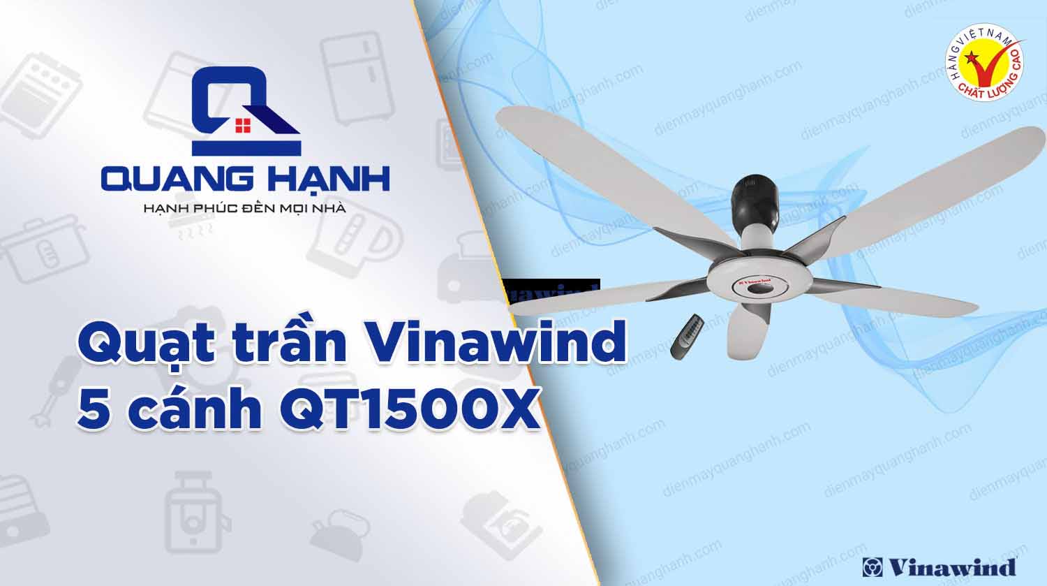 Quạt trần Vinawind QT1500X thiết kế kiểu dáng sang trọng