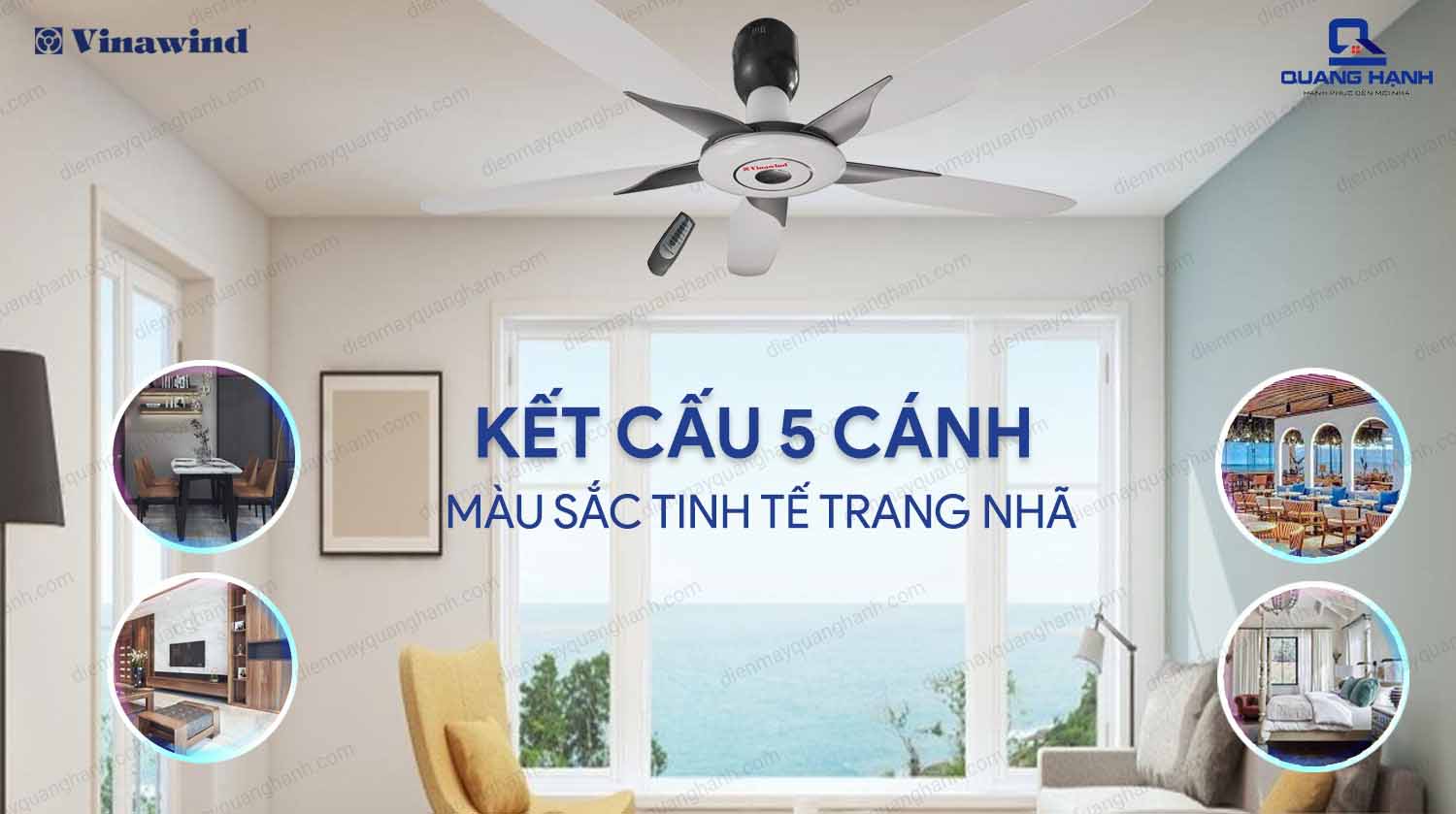 Vinawind QT1500X với 5 cánh quạt với sải cánh rộng đến 1500mm