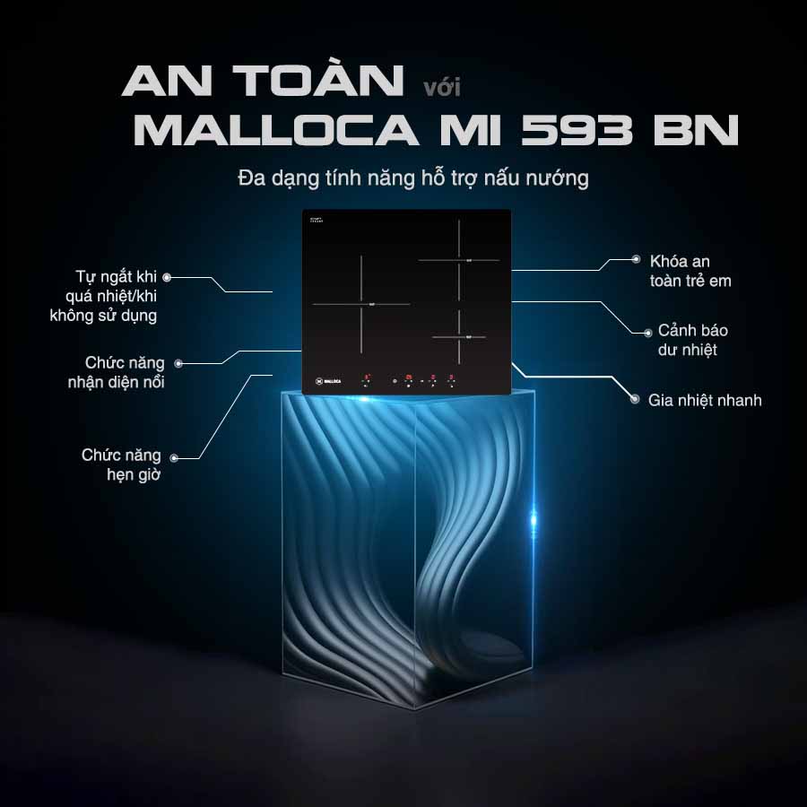 Bếp kính âm 3 từ Malloca MI 593 BN QH242274 5