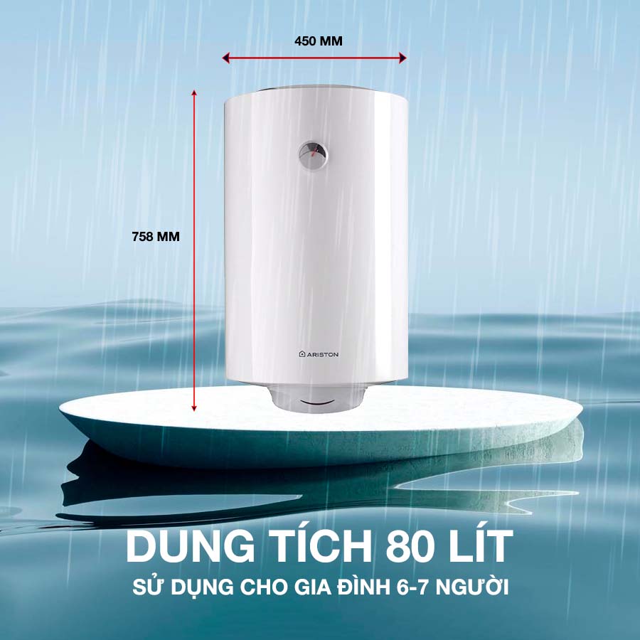 Bình nóng lạnh Ariston PRO R 80 V 2.5 FE sở hữu vỏ chống thấm nước IPX1