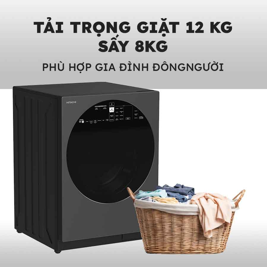 Máy giặt sấy Hitachi Inverter 12kg BD-D120XGV QH243573 2