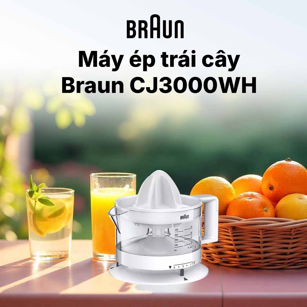 Máy vắt cam Braun CJ3000WH tùy chỉnh 5 mức ép