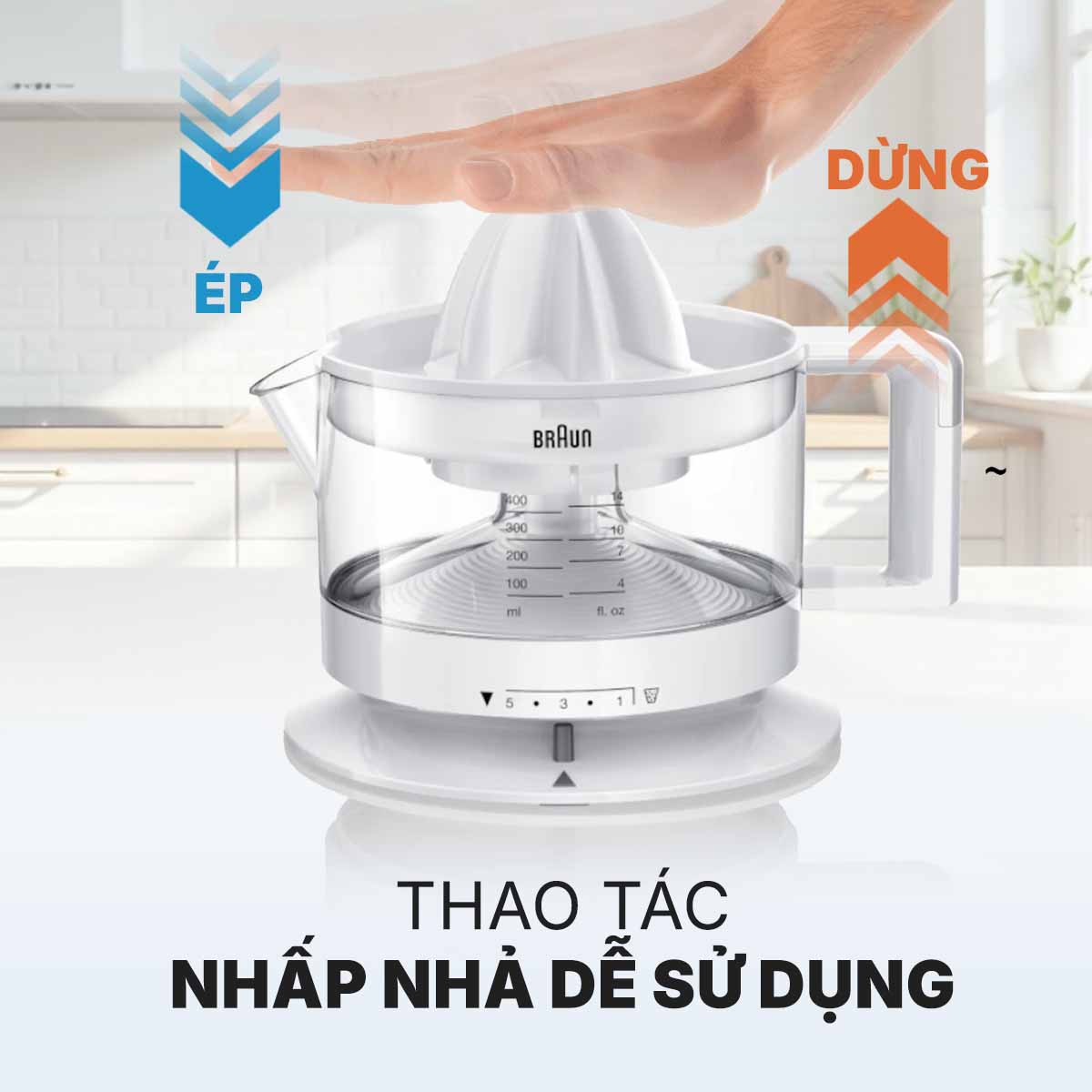 Máy vắt cam Braun CJ3000WH dễ sử dụng