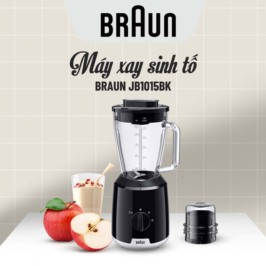 Máy xay sinh tố Braun JB1015BK thiết kế hiện đại, tiện dụng