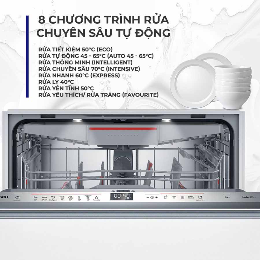 Tùy chọn đa dạng với 8 chương trình rửa cơ bản