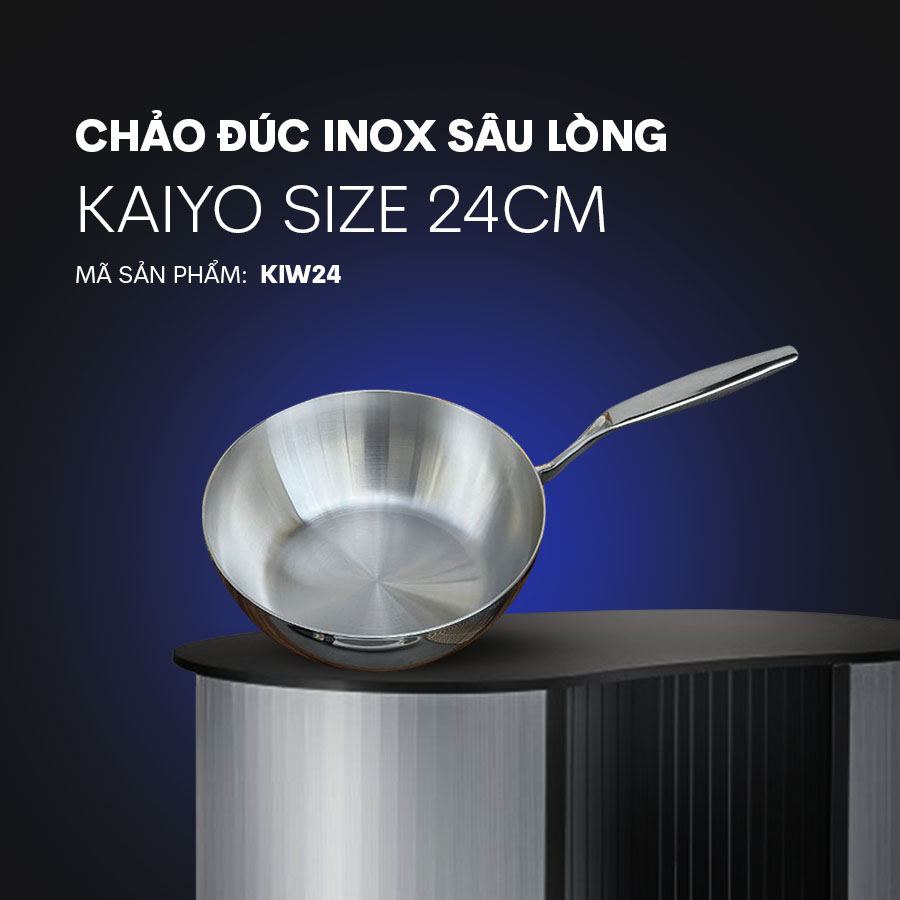 Chảo Inox sâu lòng đáy liền Tri-Ply Kaiyo KIW24 size 24cm không nắp QH242117 1