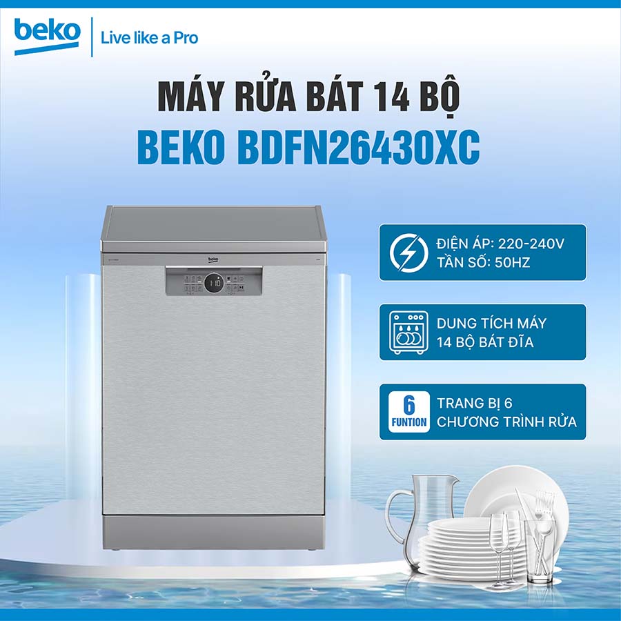 Máy rửa bát độc lập Beko BDFN26430XC 14 bộ