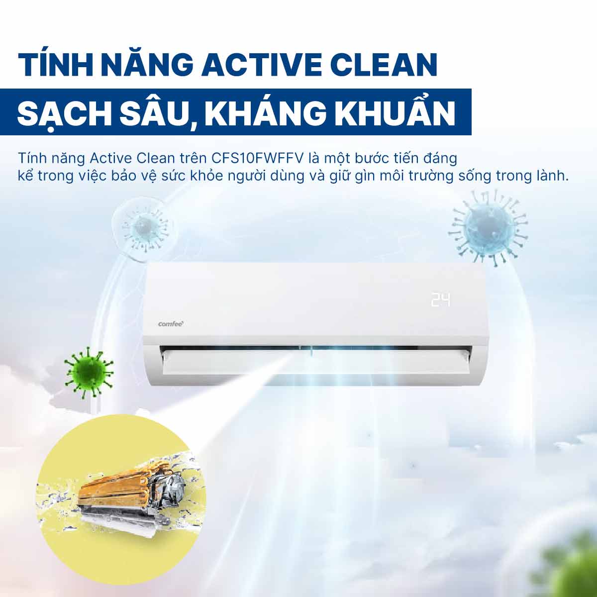 Điều hòa Comfee 1 chiều 9000 BTU CFS-10FWFF-V