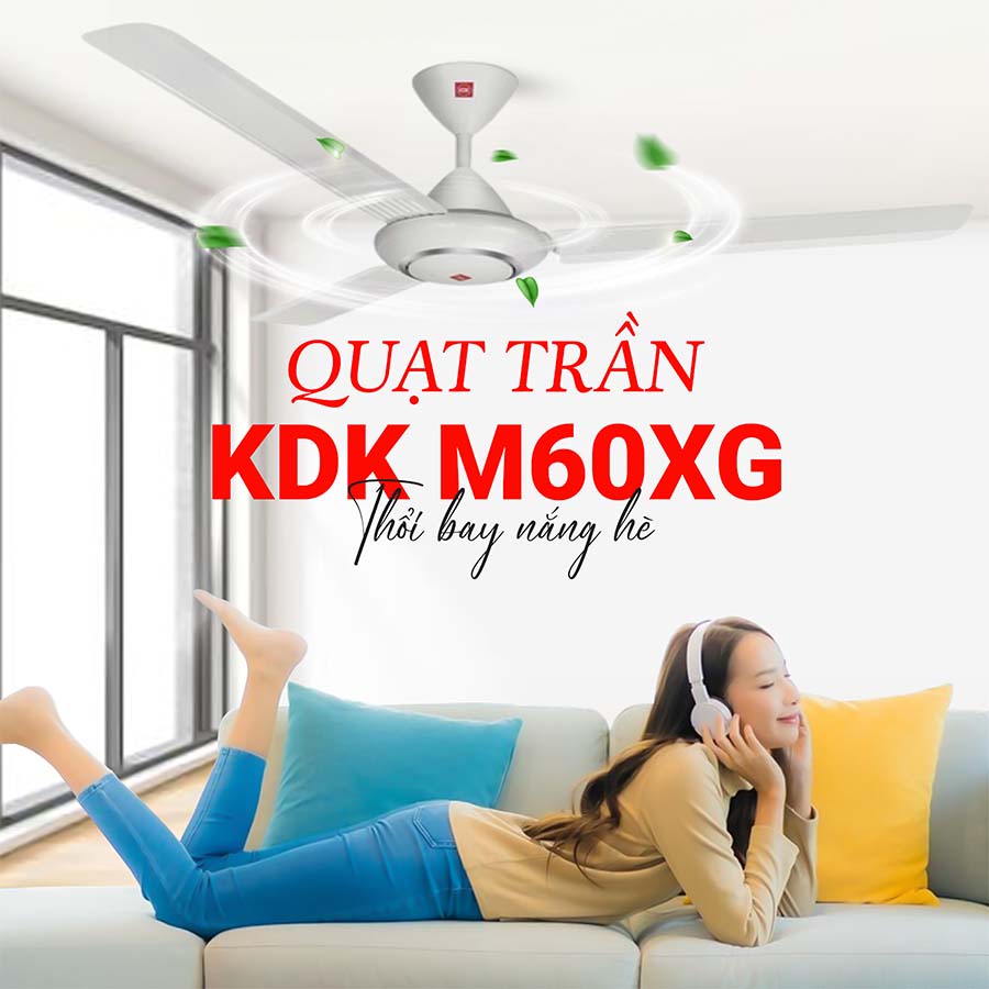 Quạt trần KDK M60XG 5 tốc độ gió