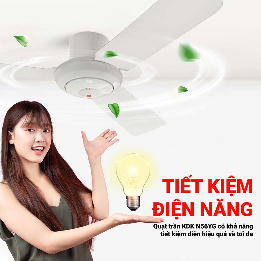 Quạt trần KDK R48SP có điều khiển từ xa