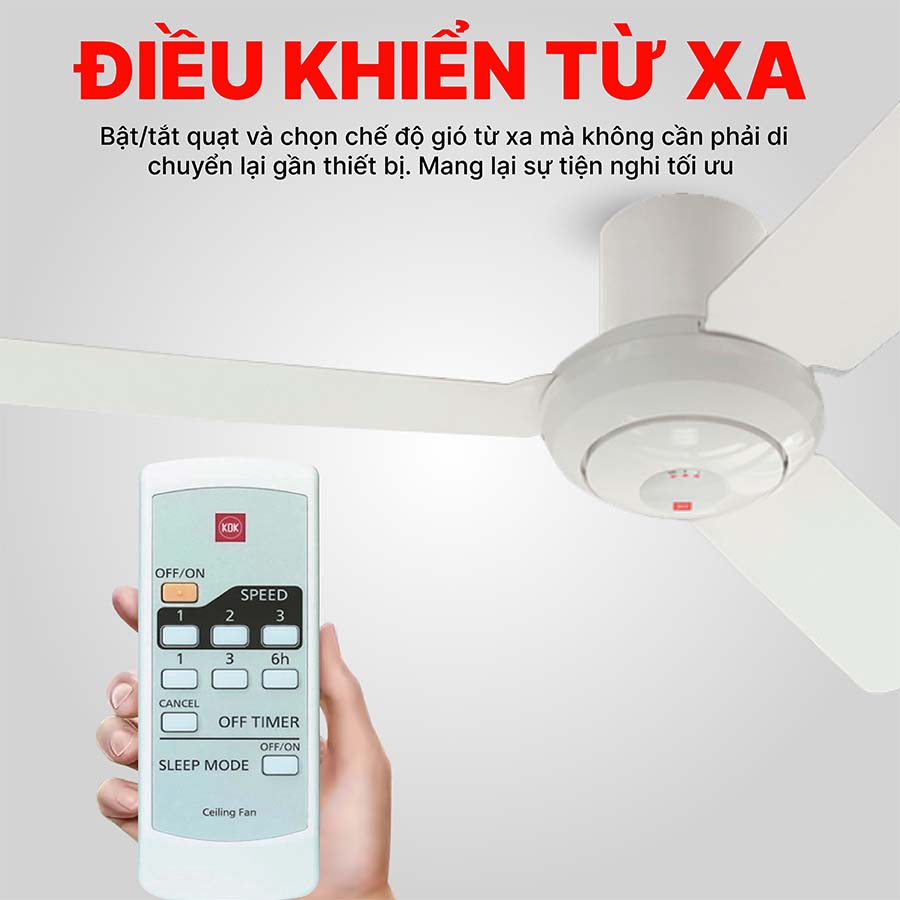 Quạt trần KDK R48SP có điều khiển từ xa