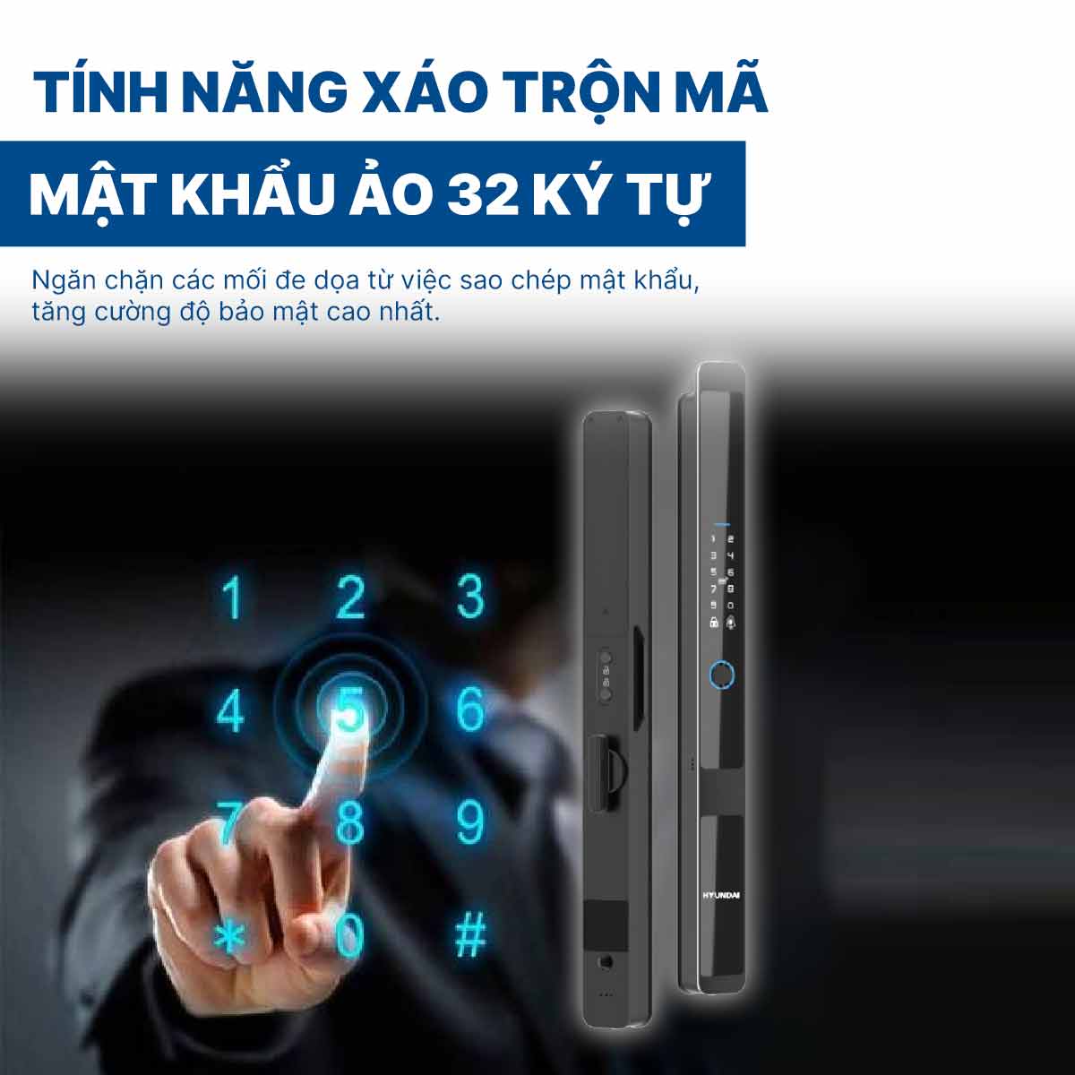 Khoá điện tử Hyundai cửa nhôm HY-SLS005 Black