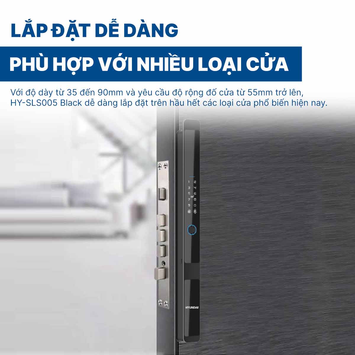 Khoá điện tử Hyundai cửa nhôm HY-SLS005 Black