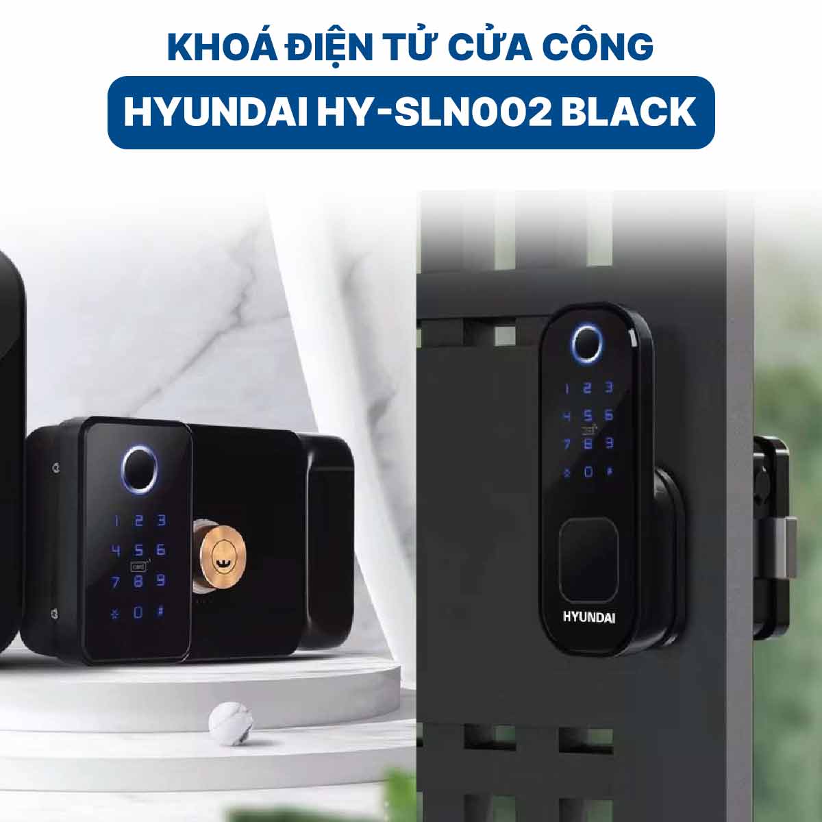 Khoá điện tử Hyundai cửa cổng HY-SLN002 Black
