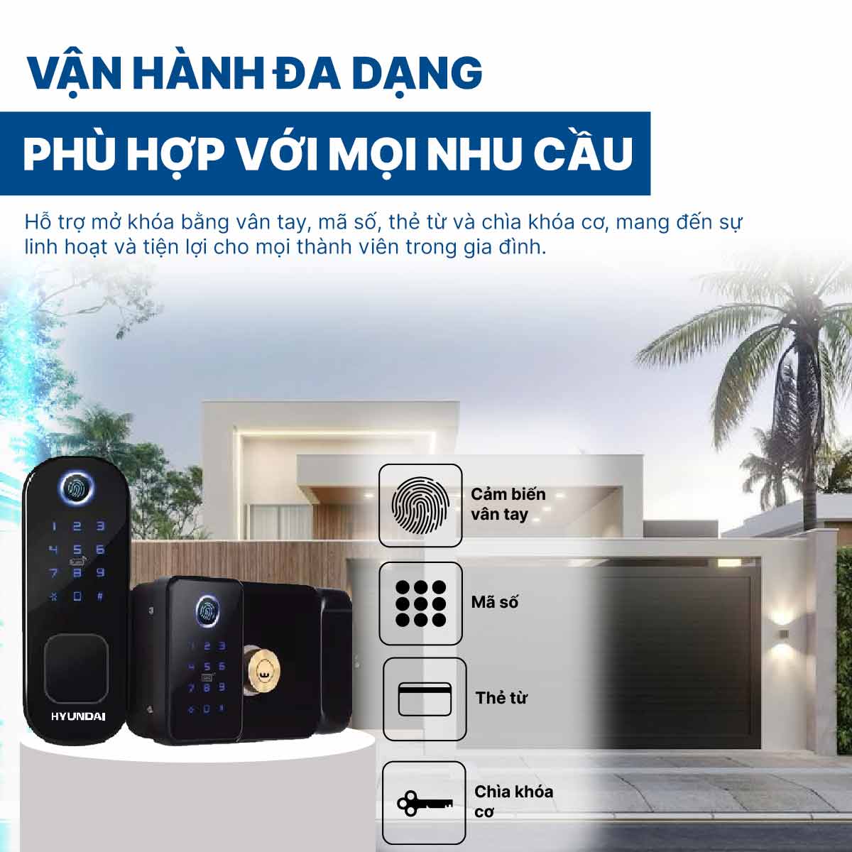 Khoá điện tử Hyundai cửa cổng HY-SLN002 Black