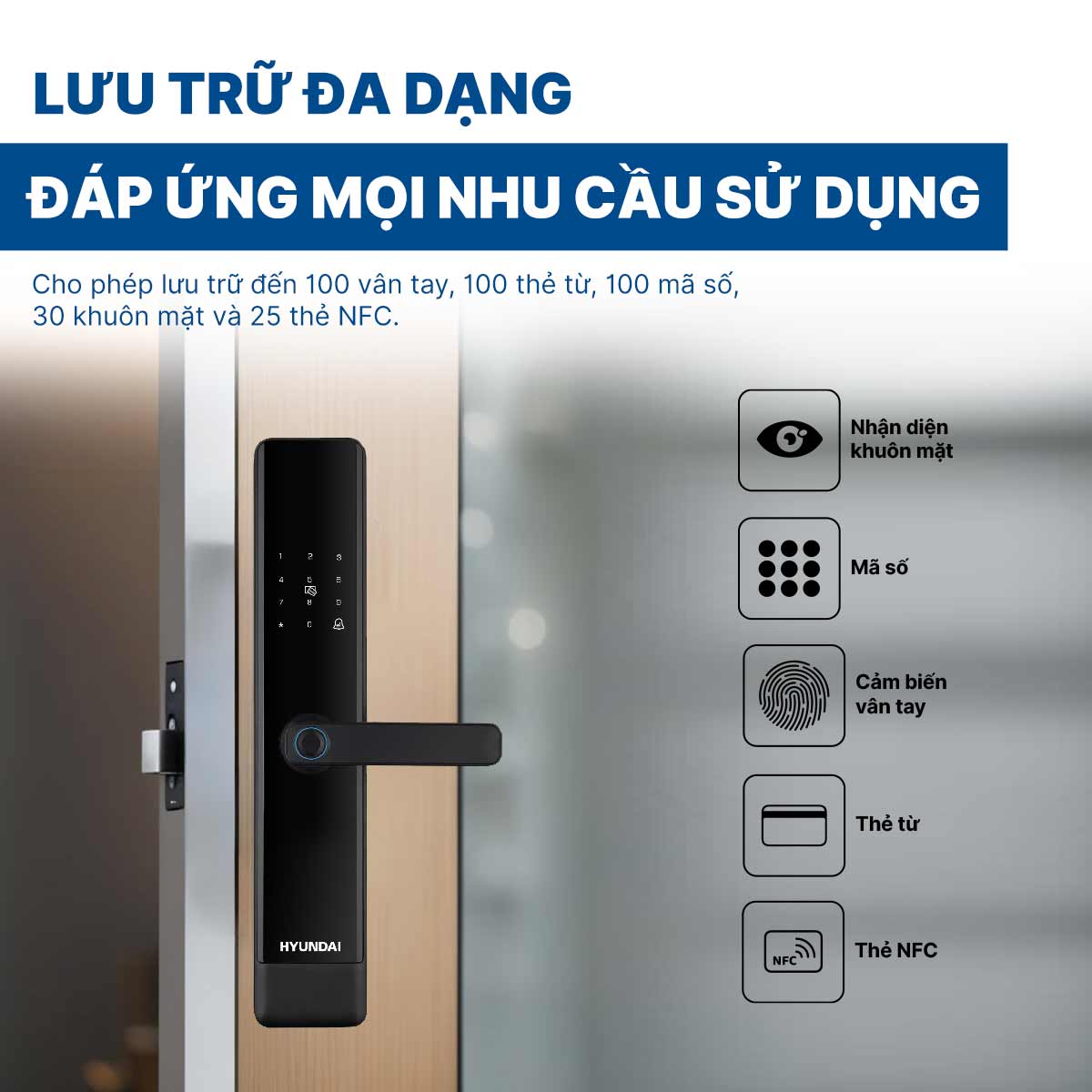 Khoá điện tử Hyundai cửa gỗ HY-SL007