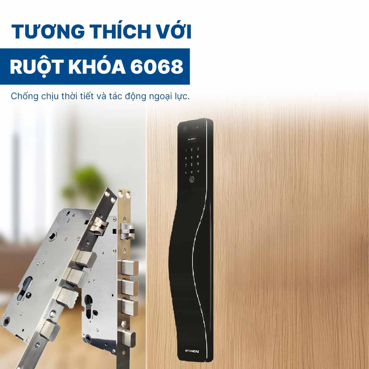 Khoá điện tử Hyundai cửa gỗ HY-SLA807F Black