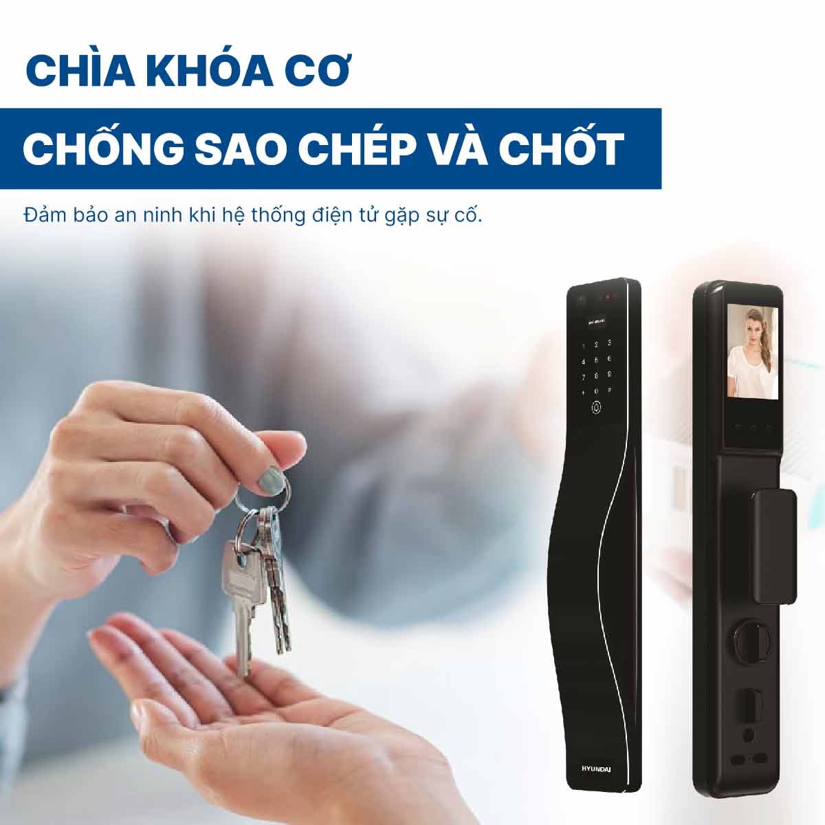 Khoá điện tử Hyundai cửa gỗ HY-SLA807F Black