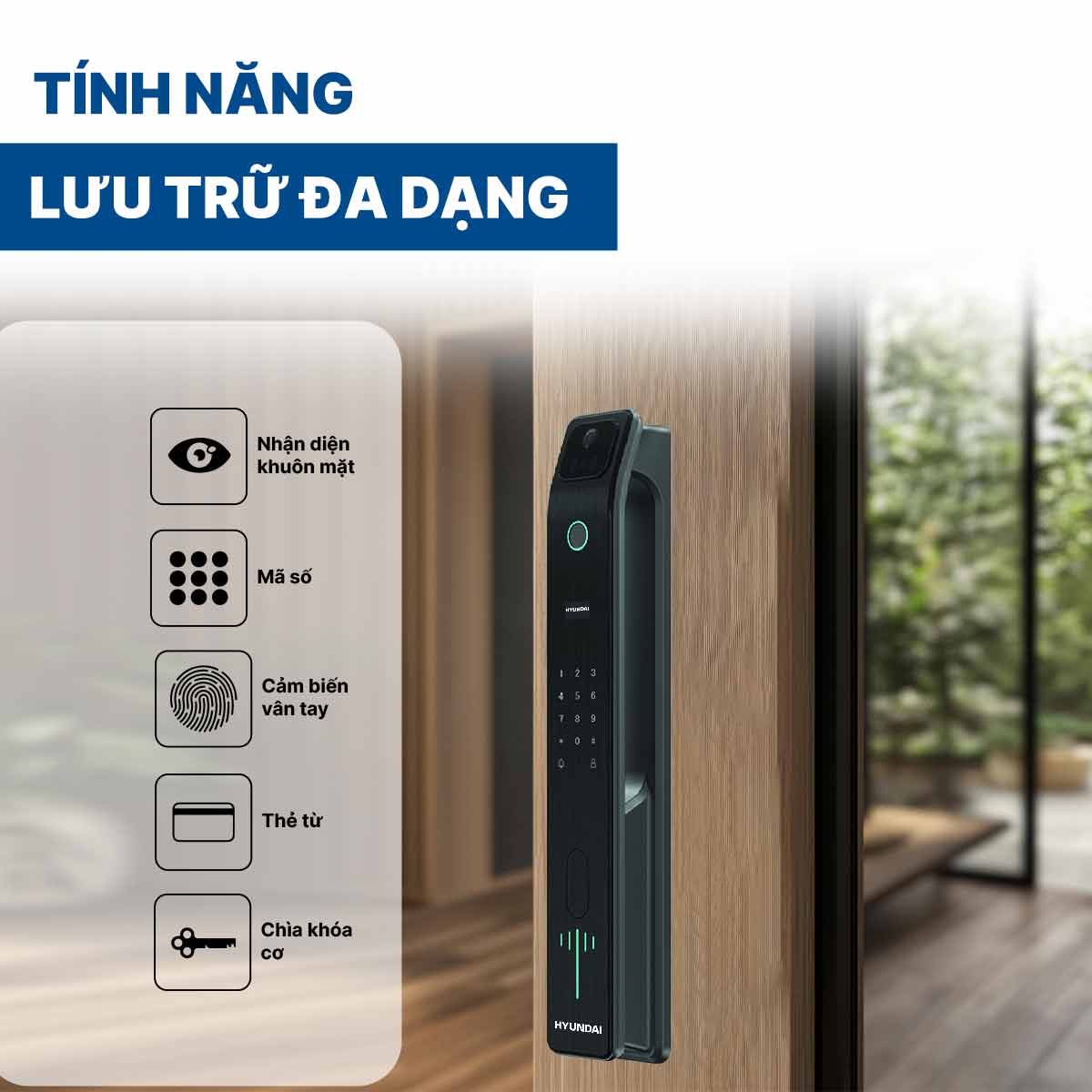 Khoá điện tử Hyundai cửa gỗ HY-SLA808F