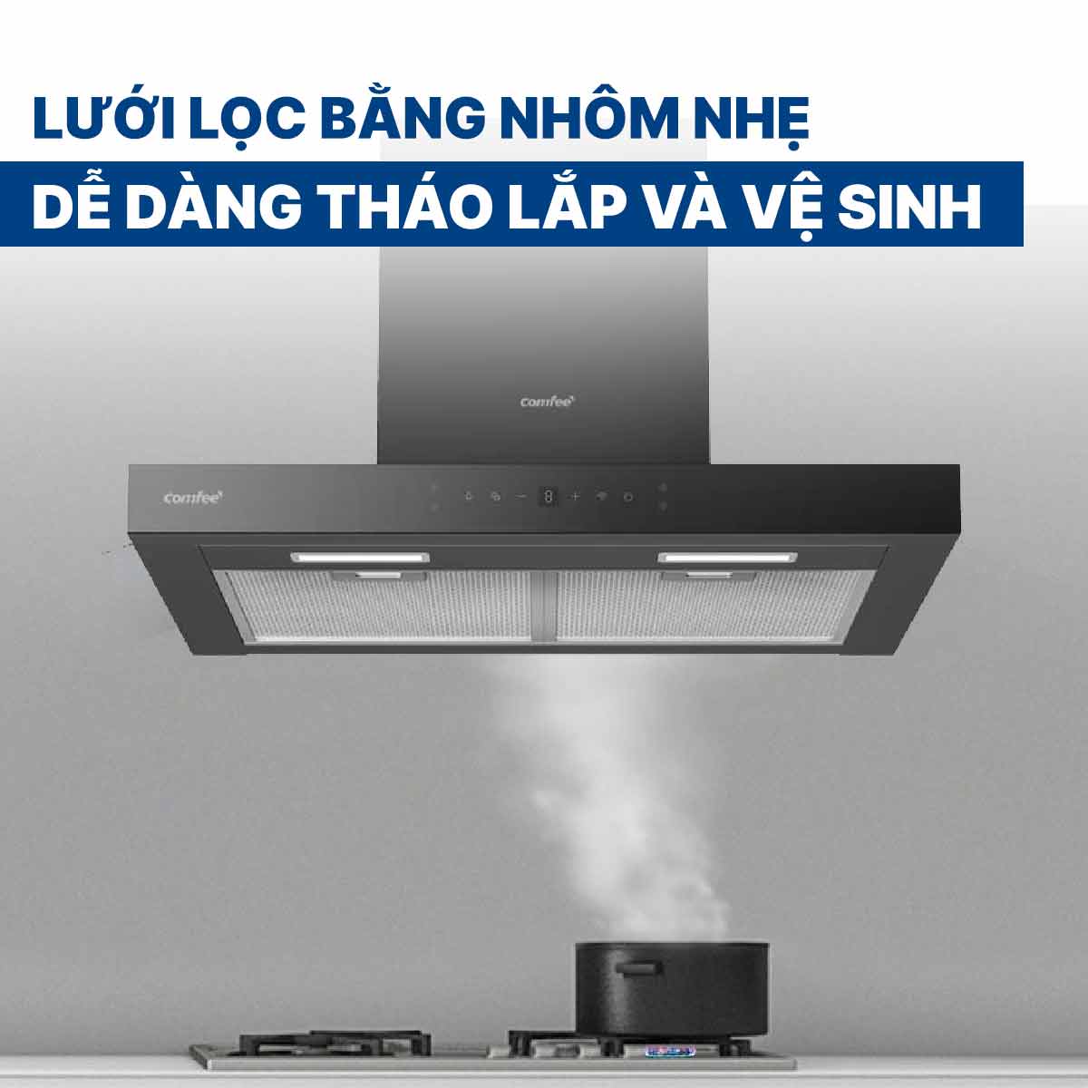 Máy hút mùi áp tường Comfee CH-70TM77B