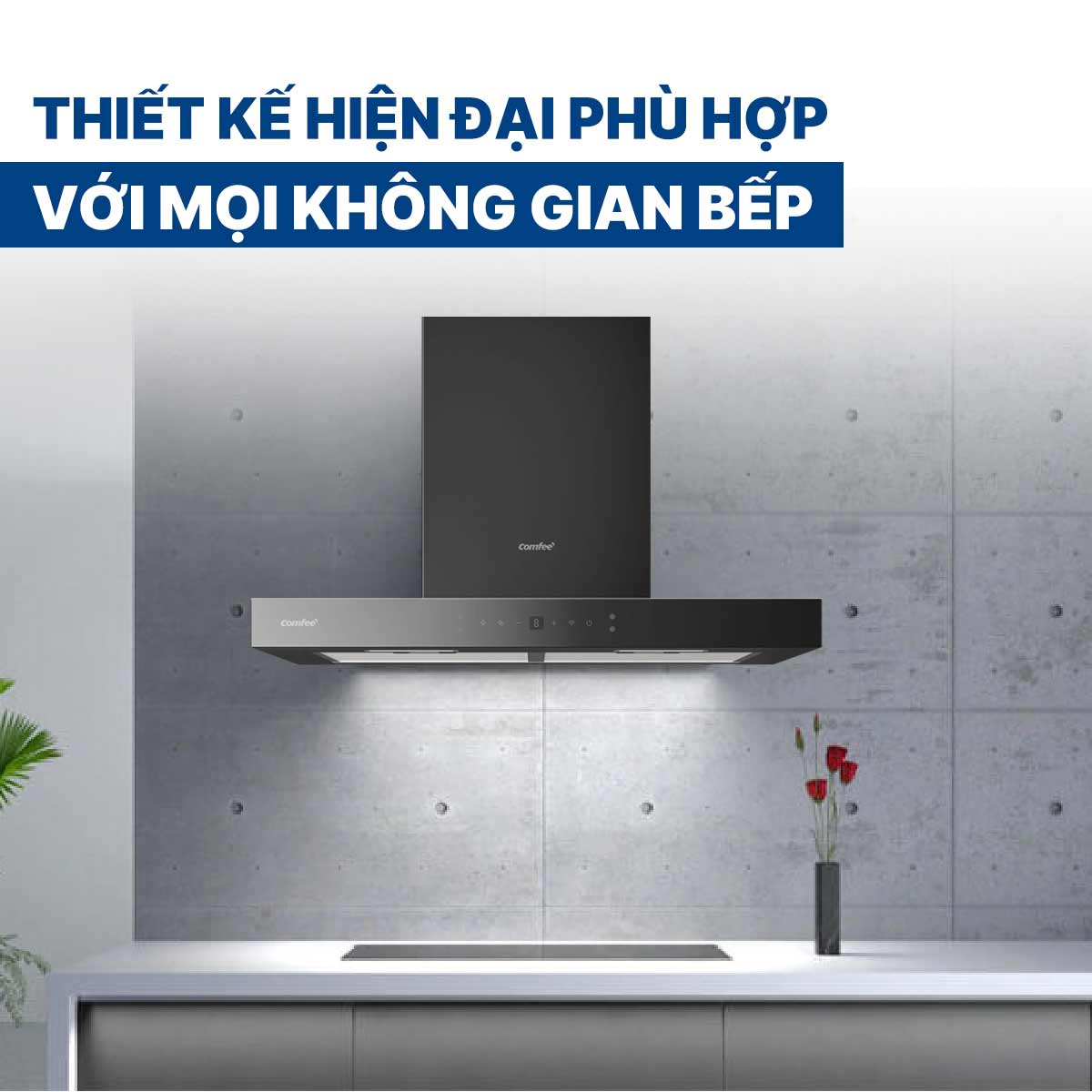 Máy hút mùi áp tường Comfee CH-70TM77B