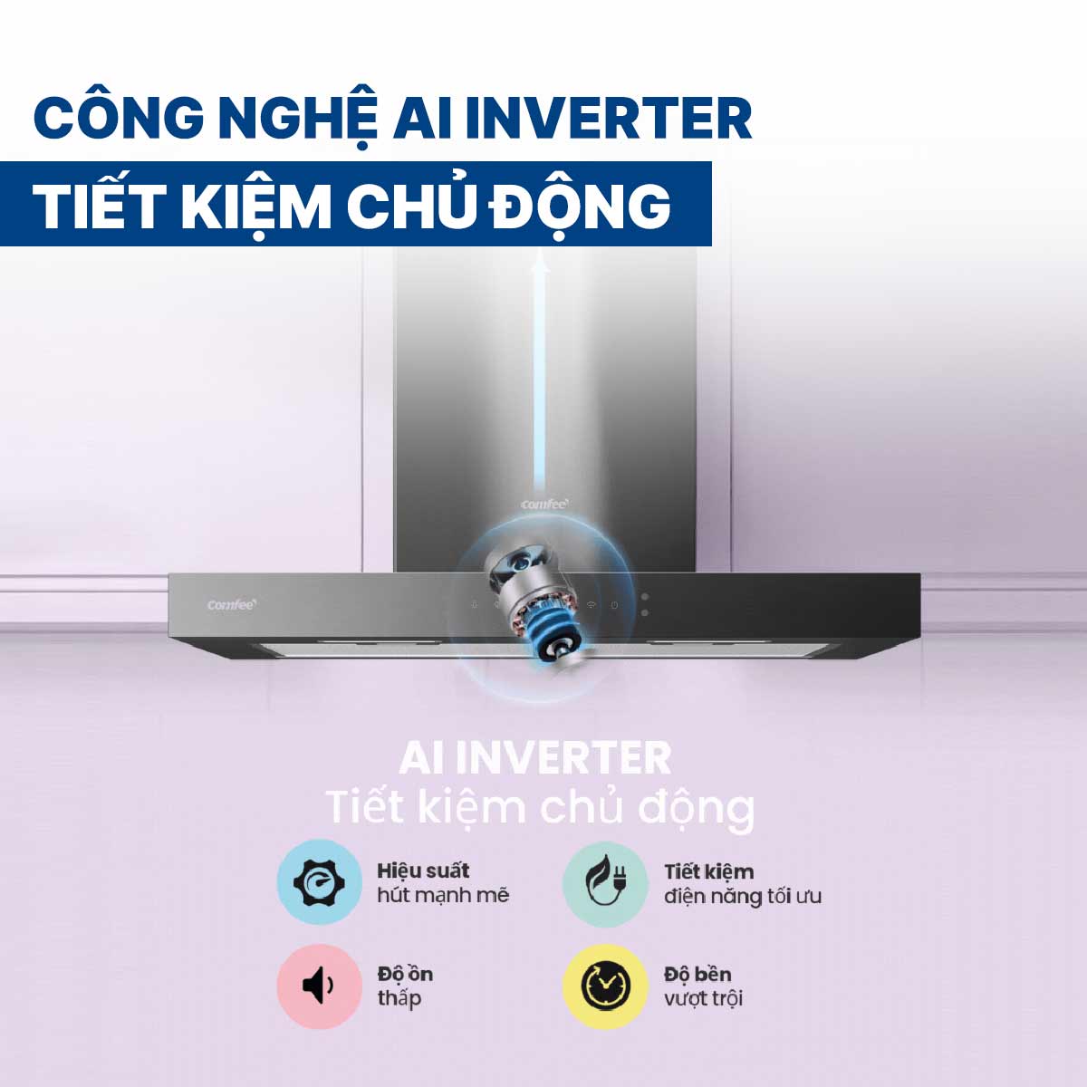 Máy hút mùi áp tường Comfee CH-70TM77B