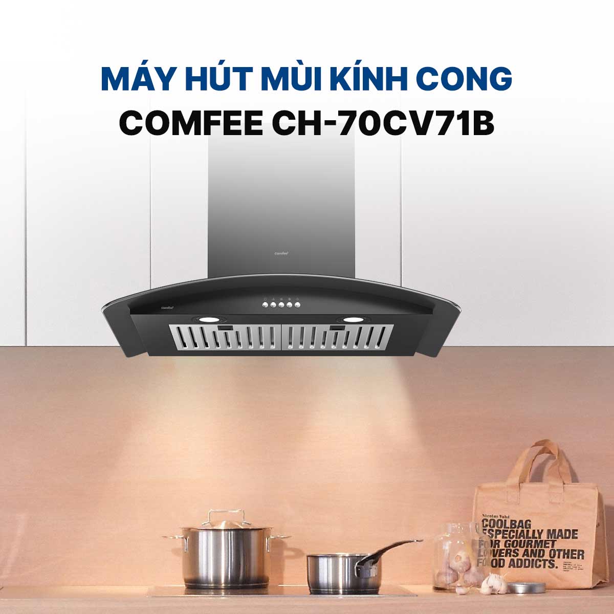 Máy hút mùi kính cong Comfee CH-70CV71B