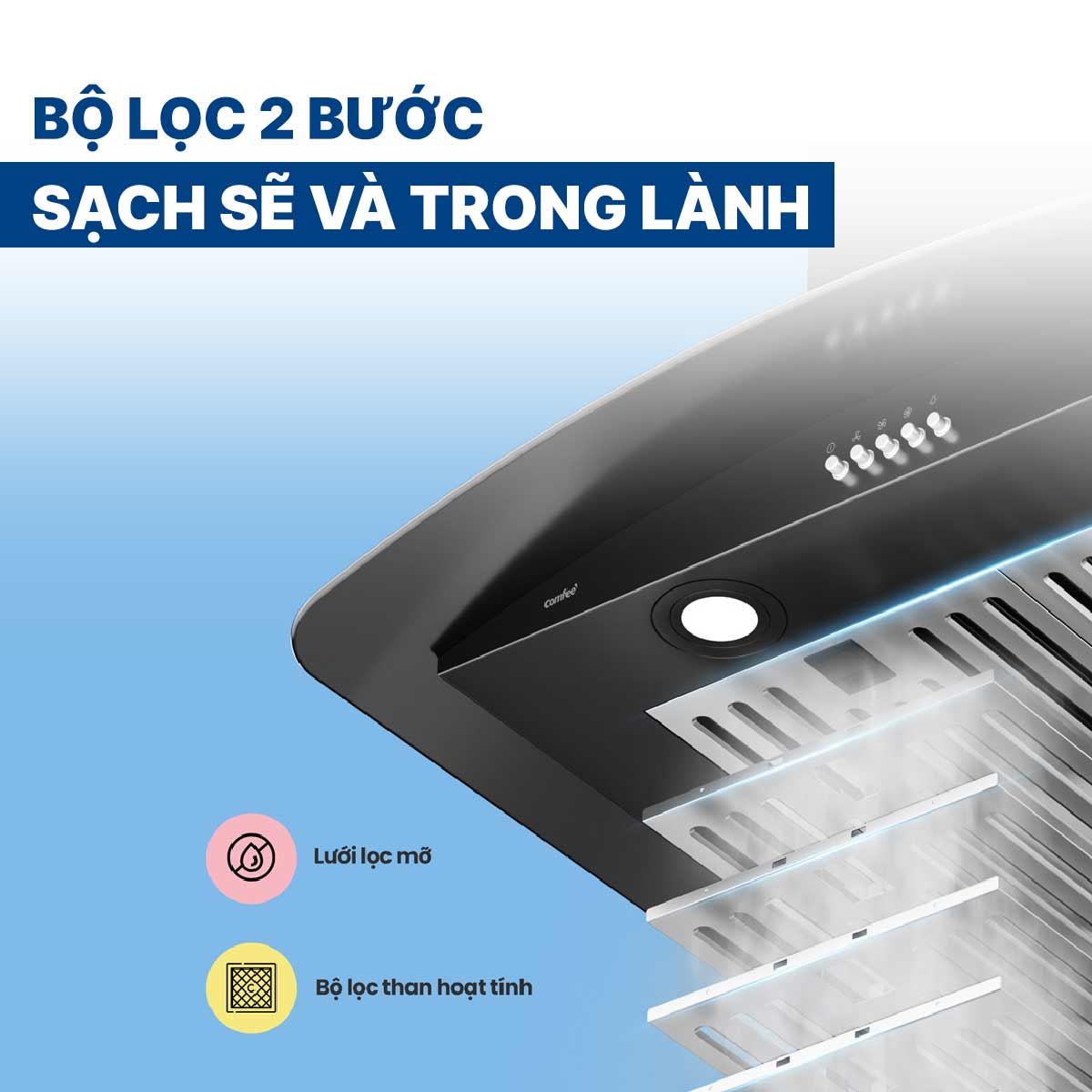 Máy hút mùi kính cong Comfee CH-70CV71B