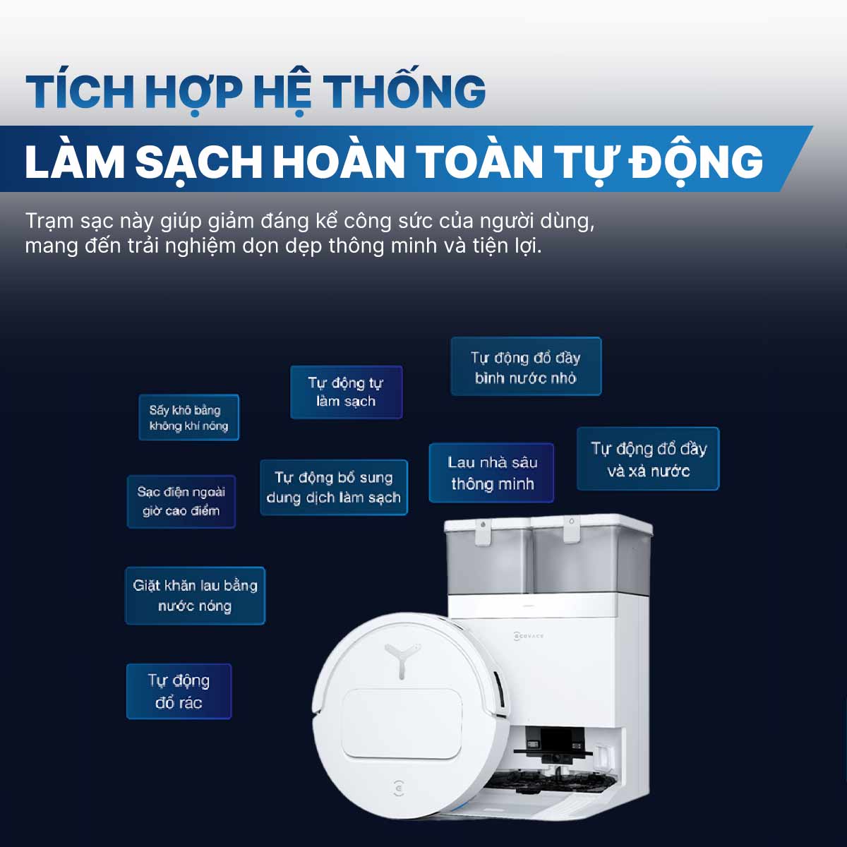 Robot hút bụi lau nhà Ecovacs Deebot T50 Pro Omni 2025