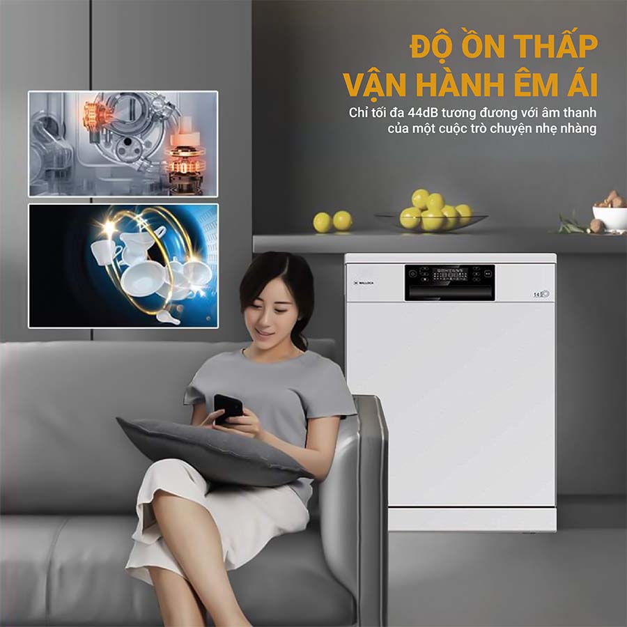 Máy rửa bát Malloca WQP12-J7223A E5