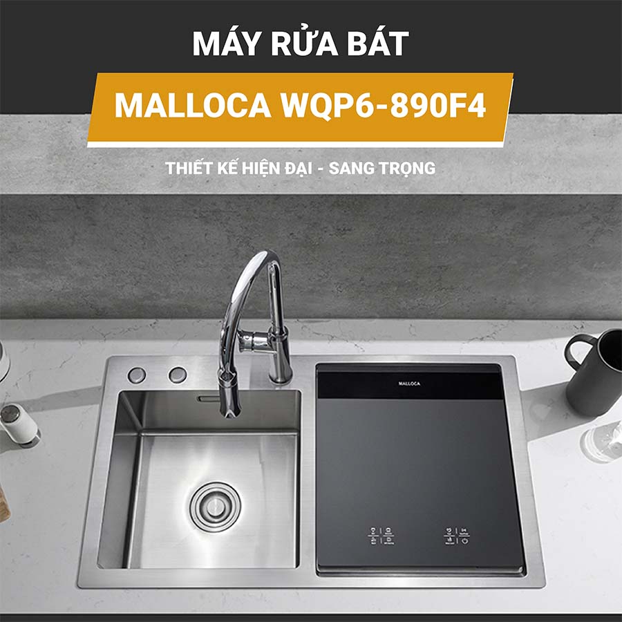 Máy rửa bát tích hợp Malloca WQP6-890F4