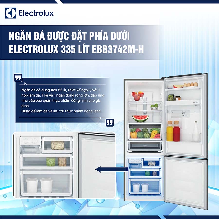 Tủ lạnh Electrolux Inverter 335 lít EBB3742M-H