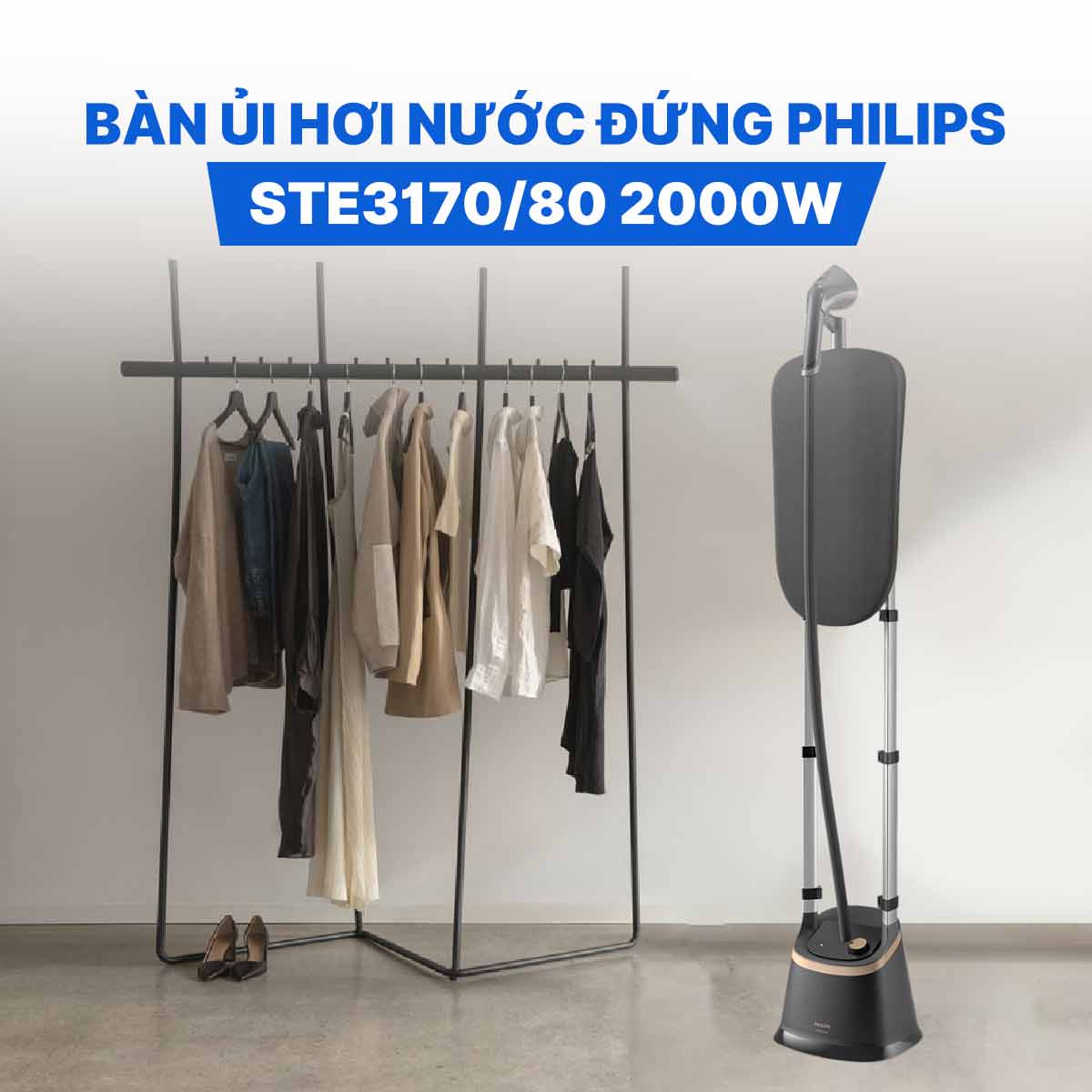 Bàn ủi hơi nước đứng Philips STE3170/80 2000W