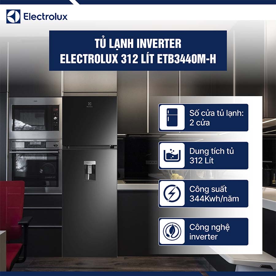 Tủ lạnh Electrolux Inverter 312 lít ETB3440M-H