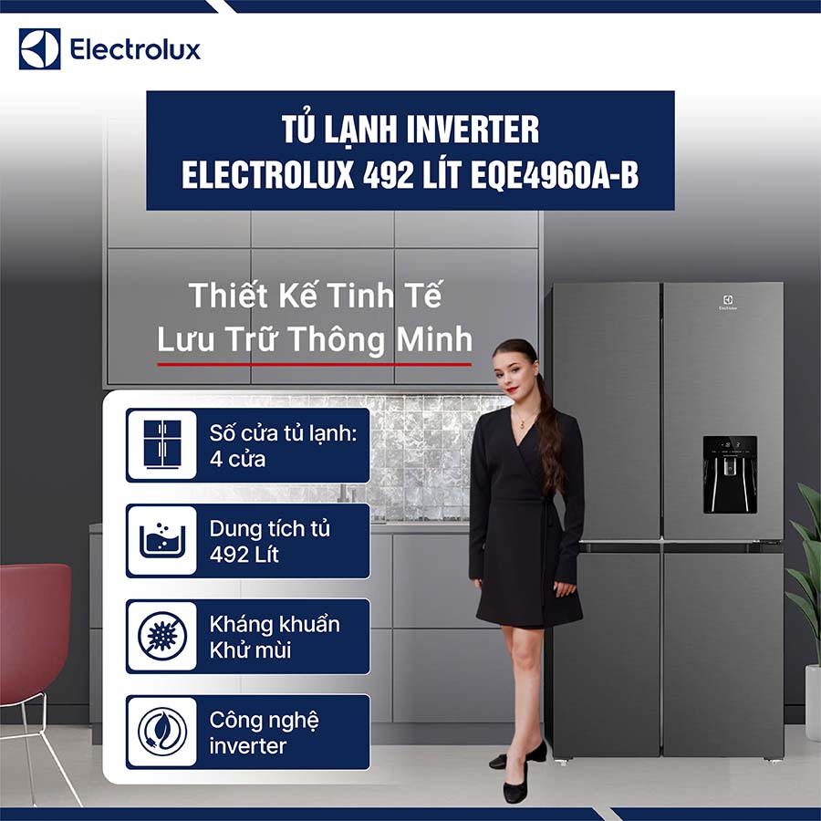 Tủ lạnh Electrolux Inverter 492 lít EQE4960A-B
