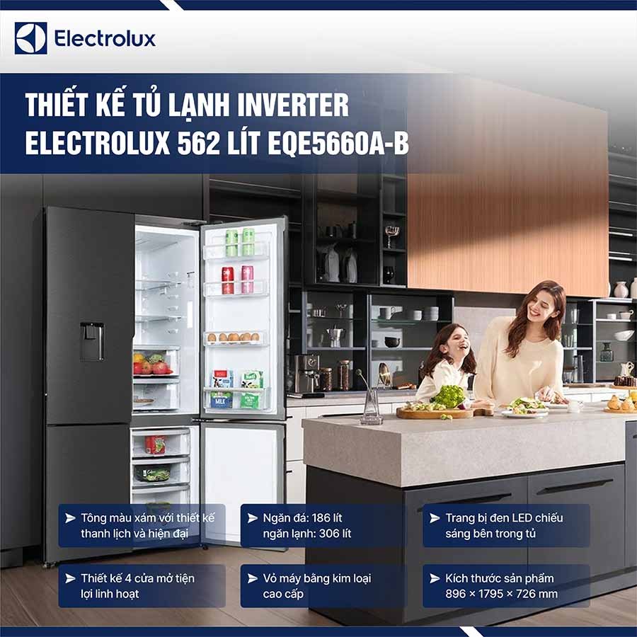 Tủ lạnh Electrolux Inverter 562 lít EQE5660A-B