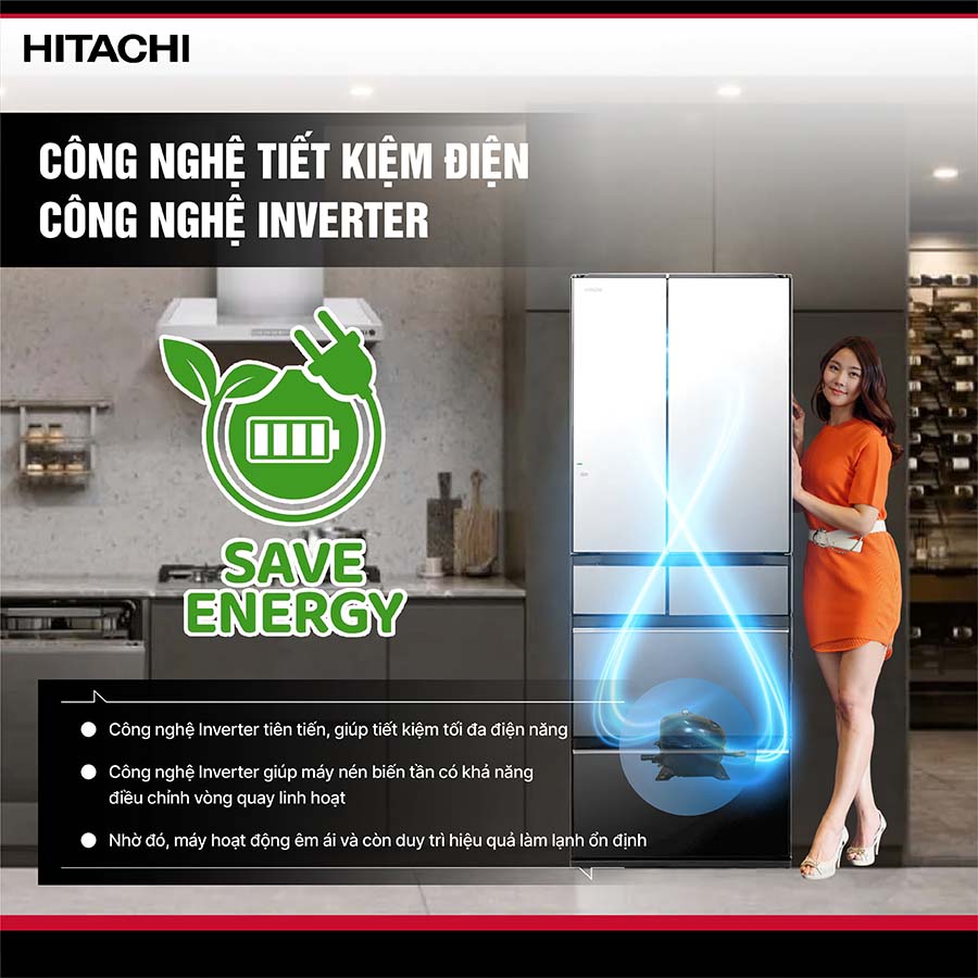 Tủ lạnh Hitachi Inverter 617 lít Multi Door R-HW620RV X