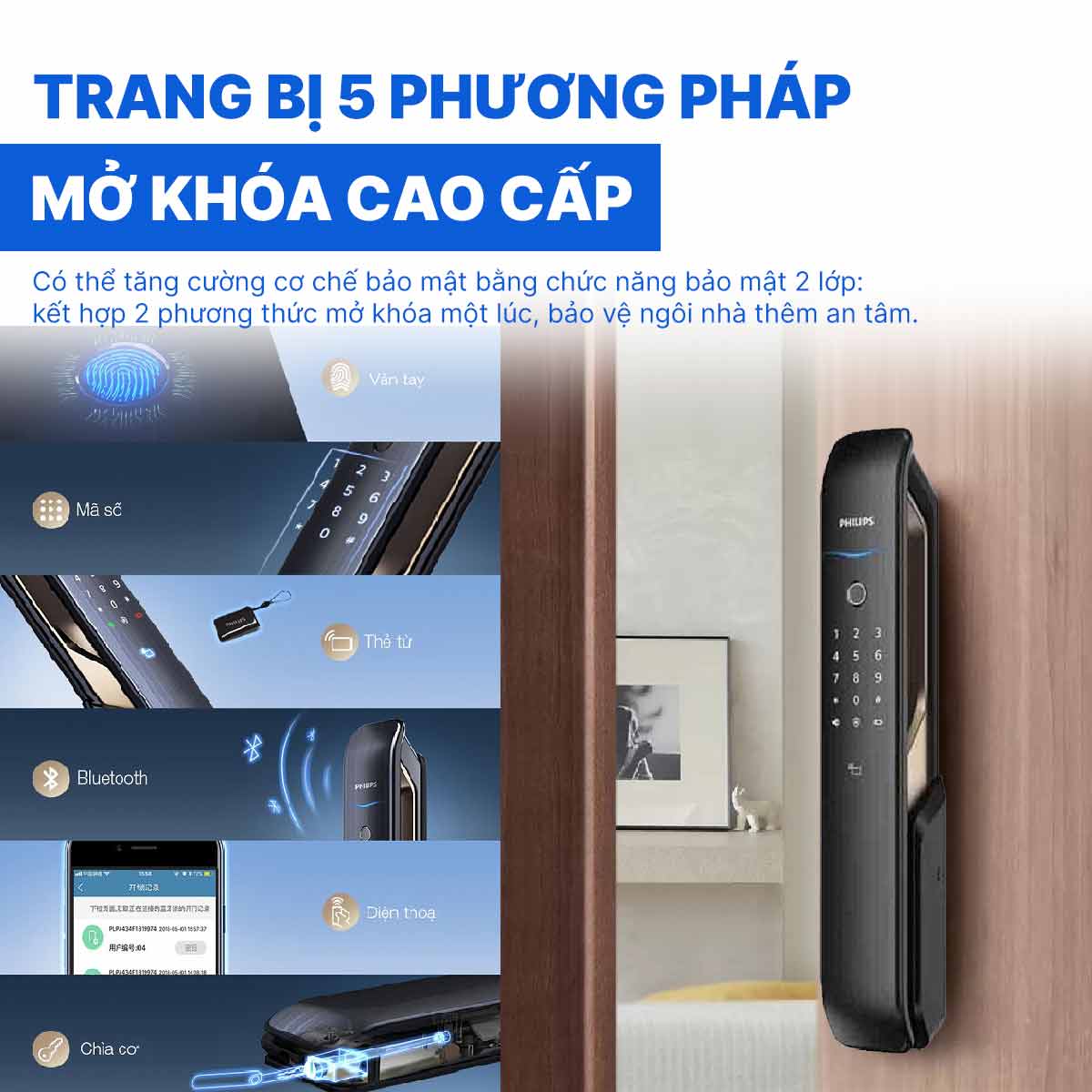 Khóa cửa vân tay cao cấp Philips 9200