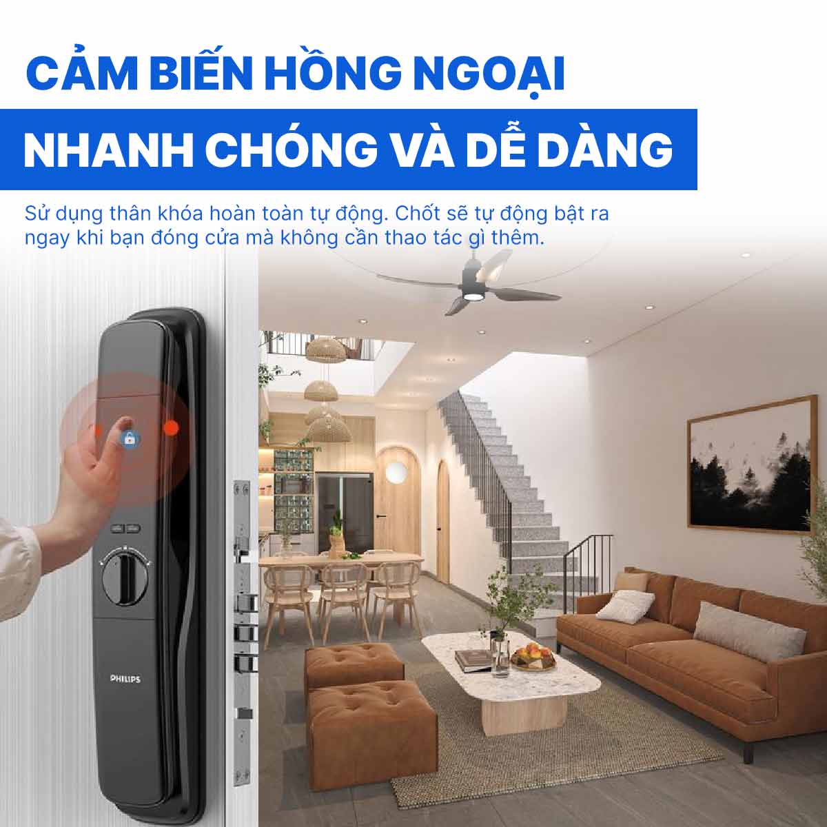 Khóa cửa vân tay cao cấp Philips 9200