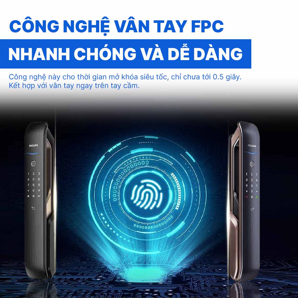 Khóa cửa vân tay cao cấp Philips 9200