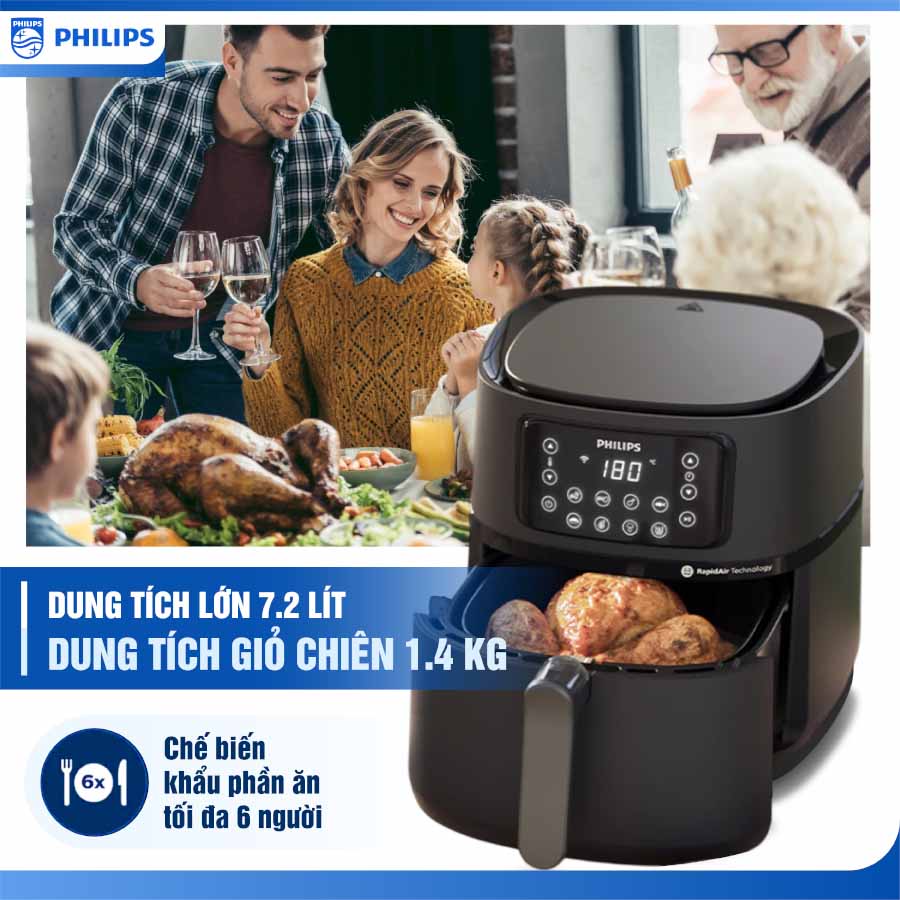 Dung tích lớn 7.2 lít, thiết kế sang trọng